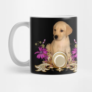 Cute little puppy with flowers Mug